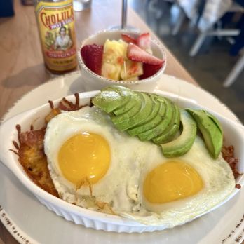 Mychal's Cafe - Breakfast Hash with added avocado - so hearty. They don't skimp on the bacon and cheese either! - Coffee & Tea Near Me - Redondo Beach, California
