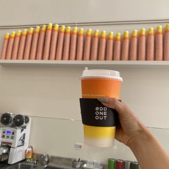 Odd One Out Tea Pasadena - Black Rose Milk Tea with Coconut Sugar Boba - Bubble Tea Near Me - Pasadena, California