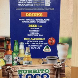 El Burrito Loco - Current Menu as of 8/10/22