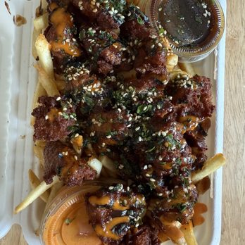 Lucky Catsu - Loaded Island Fried Chicken Fries - Vegan Near Me - Los Angeles, California Lucky Catsu - Loaded Island Fried Chicken Fries - Vegan Near Me - Los Angeles, California