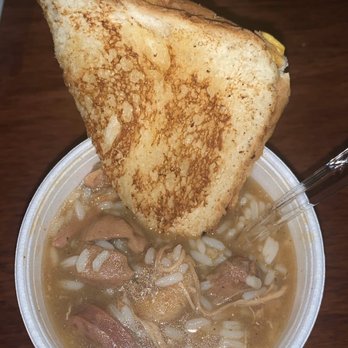 Woodmere Cafe - Our famous gumbo with a grilled cheese! - Sandwiches Near Me - Harvey, Louisiana