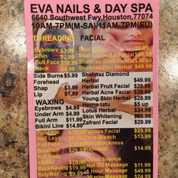 Eva Nails And Day Spa - Other side of the leaflet with more services that they offer.