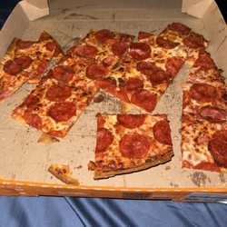 Little Caesar's Pizza - Partial pizza all thrown into the box