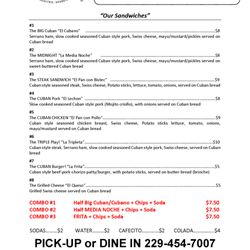 CAFÉ CUBAN - Our Menu as 01/31/23