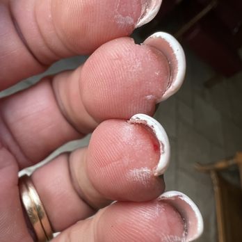 Chic Nails & Spa - Left like this...no cleaning around nails  Terrible edges - Nail Salons Near Me - San Dimas, California