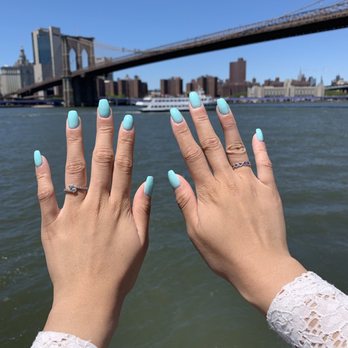 JR Nails - Tiffany blue SNS nails - Nail Salons Near Me - Brooklyn, New York