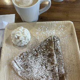 Sugar & spice crepe with butter toffee latte Sugar & spice crepe with butter toffee latte