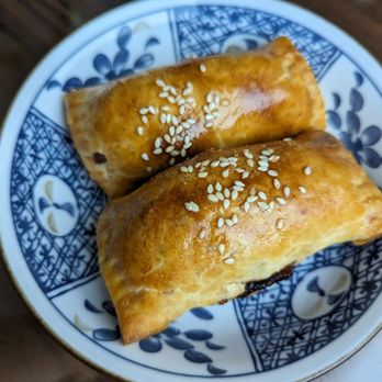Dim Sum House - two pastries on a blue and white plate - Dim Sum Near Me - Sacramento, California
