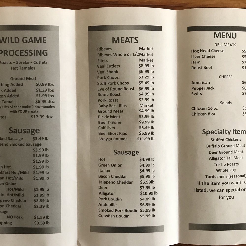 Armond's Specialty Meats - a menu for a restaurant - Meat Shops Near Me - Slidell, Louisiana