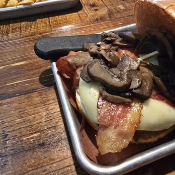 LSA Burger - Psychedelic burger w/ bacon - Cocktail Bars Near Me - Denton, Texas