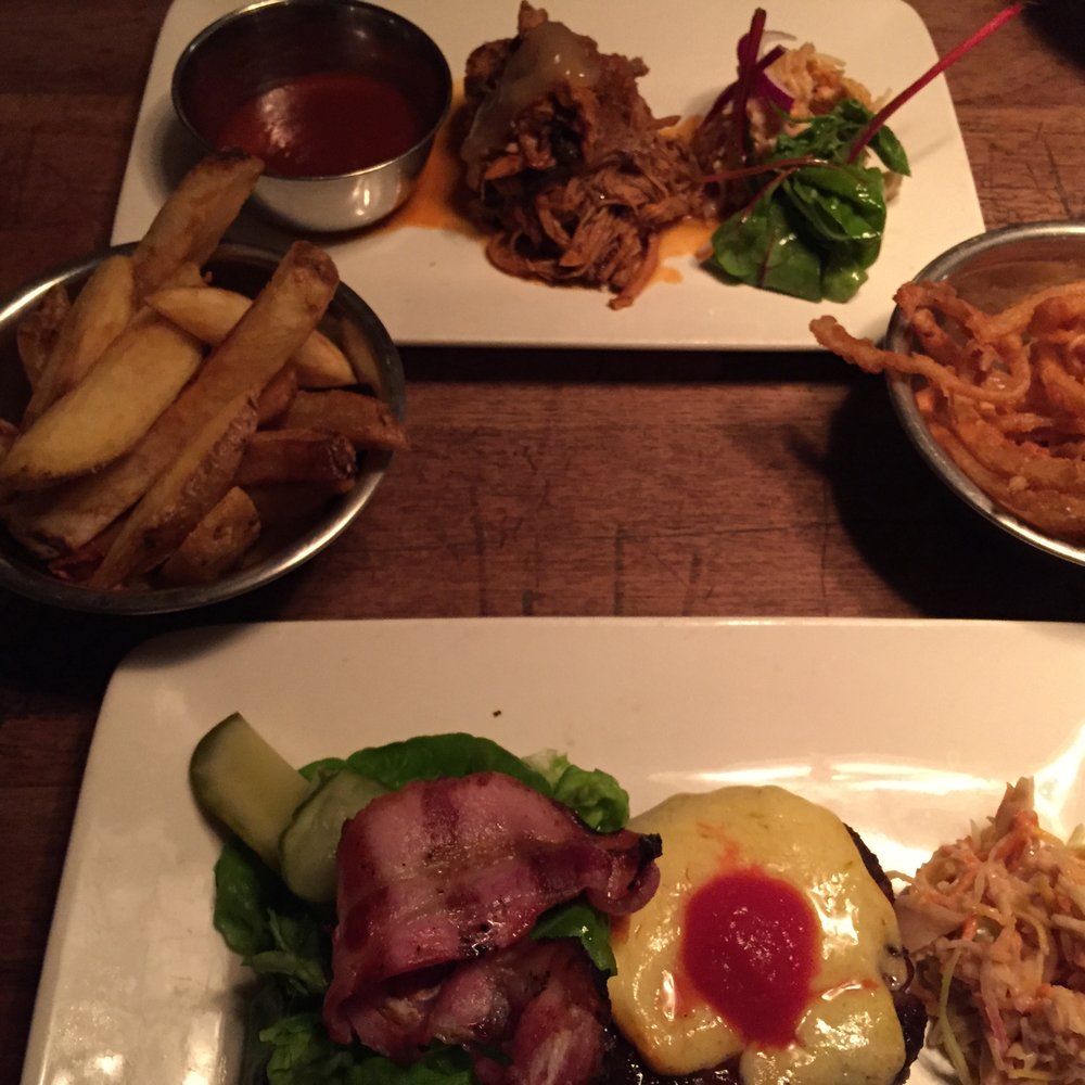 Meat Bar - Pulled Pork top - Burger - below - Bars Near Me - Glasgow, GLG Meat Bar - Pulled Pork top - Burger - below - Bars Near Me - Glasgow, GLG