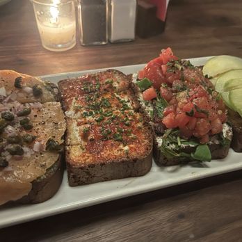 Postino Del Mar - Gluten Free Bruschetta Board (could be shared). I brought half of it home. The bread held up to eat it the next day w/o being soggy. - Wine Bars Near Me - San Diego, California Postino Del Mar - Gluten Free Bruschetta Board (could be shared). I brought half of it home. The bread held up to eat it the next day w/o being soggy. - Wine Bars Near Me - San Diego, California