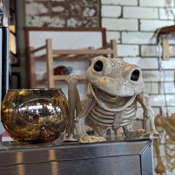 Egg - The decor was Halloween themed and eclectic. This trend of anatomically incorrect skeletons is hilarious to me. - Breakfast & Brunch Near Me - Saint Louis, Missouri Egg - The decor was Halloween themed and eclectic. This trend of anatomically incorrect skeletons is hilarious to me. - Breakfast & Brunch Near Me - Saint Louis, Missouri