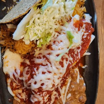 Charras And Tequila - Combo #3 (?) Beef taco and chicken burrito. - Mexican Near Me - Bismarck, North Dakota