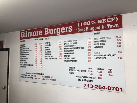 Menu photo 1 Original Gilmore Burgers Houston, TX Menu photo 1 Original Gilmore Burgers Houston, TX