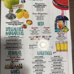 El Cactus Mexican Grille - Drink menu