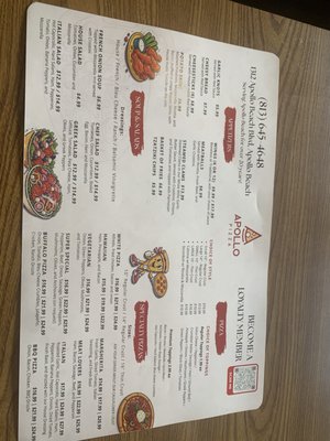 Menu photo 1 Apollo Pizza Apollo Beach, FL