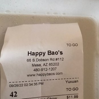 Happy Bao's - Receipt Receipt - Chinese Near Me - Mesa, Arizona Happy Bao's - Receipt Receipt - Chinese Near Me - Mesa, Arizona