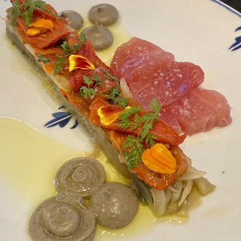 Del Mar - Escalivada - Grilled Eggplant & Tuna Crudo (dish presented mushy & needed a bit of crispness perhaps from a grilled toast) - Spanish Near Me - Washington, DC, District of Columbia