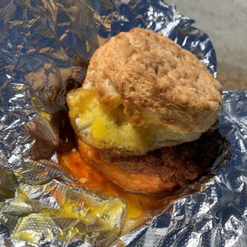 Krankies - Honey & Texas Pete biscuit (Added fried egg) - Coffee & Tea Near Me - Winston-Salem, North Carolina