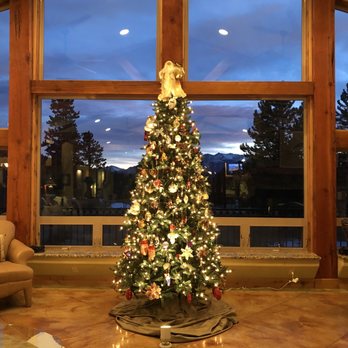 Rampart Range Resort - The beautiful Christmas tree in the great room - Bed & Breakfast Near Me - Woodland Park, Colorado