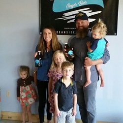 Our first happy customers through the tasting room door!