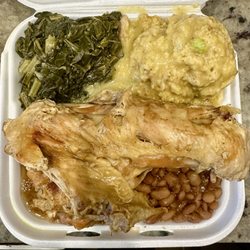 Memphis Best Soul Food - 12.07.25; Greens, dressing, turkey leg and pinto beans