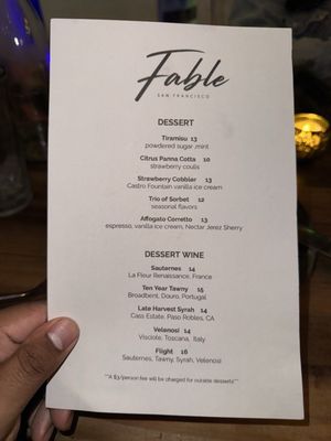 Menu photo 4 Fable San Francisco, CA