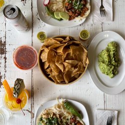 Authentic Mexican Restaurant Las Isabelas - Azada Taco, Alpastor Taco, Guacamole and Chips