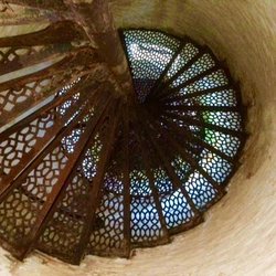 Charity island - Magnificent spiral staircase inside the Charity Island Lighthouse.