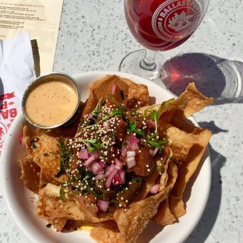 Ballast Point Brewing Long Beach - Poke nachos. Good! $18 - Breweries Near Me - Long Beach, California