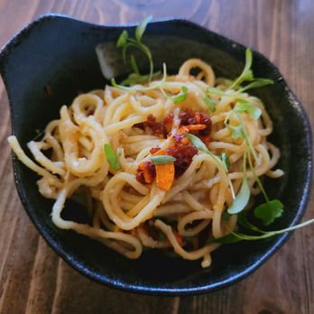 Saucy Oakland - Garlic noodles, 3 of 7 for their tasting menu. - Pan Asian Near Me - Oakland, California