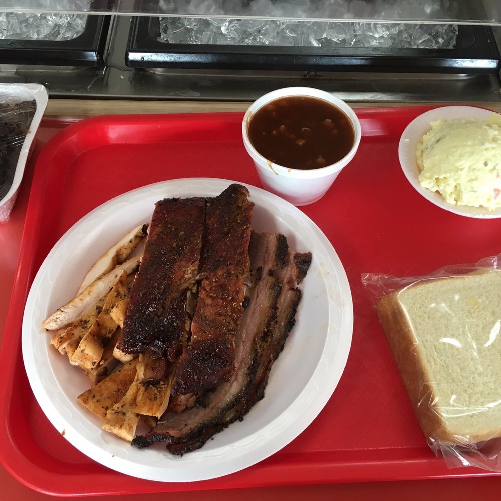 Randy's BBQ - This is the 3-Meat Plate; no frills - just good food! - Barbeque Near Me - New Boston, Texas Randy's BBQ - This is the 3-Meat Plate; no frills - just good food! - Barbeque Near Me - New Boston, Texas