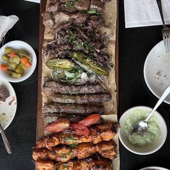 Al-Basha - Mix Mashawi (char grilled filet mignon, kofta kebab, chicken kebab, and shawarma) - Middle Eastern Near Me - Paterson, New Jersey
