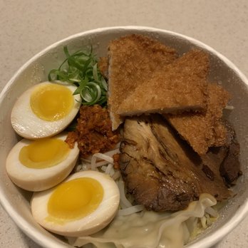 At Ramen MNYK - Spicy Katsu Ramen with an extra egg and pork dumpling - Ramen Near Me - Philadelphia, Pennsylvania At Ramen MNYK - Spicy Katsu Ramen with an extra egg and pork dumpling - Ramen Near Me - Philadelphia, Pennsylvania