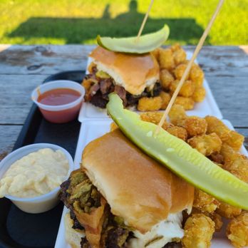 The Outlaw Kitchen - Cranky Burgers with tots a side of beer cheese and dipping sauce. - Food Trucks Near Me - Winchester, New Hampshire The Outlaw Kitchen - Cranky Burgers with tots a side of beer cheese and dipping sauce. - Food Trucks Near Me - Winchester, New Hampshire
