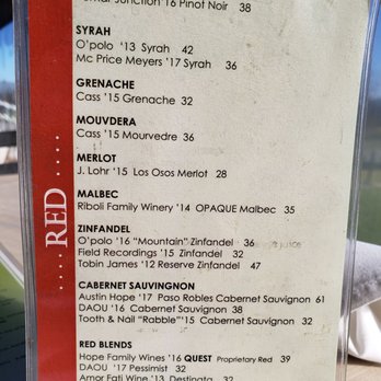 Hunter Ranch - Vino menu - American Near Me - Paso Robles, California