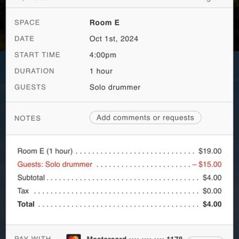 LA Rehearsal - checkout cart with advertised prices on booking platform - Recording & Rehearsal Studios Near Me - Los Angeles, California LA Rehearsal - checkout cart with advertised prices on booking platform - Recording & Rehearsal Studios Near Me - Los Angeles, California