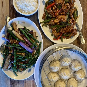 Min's Dumpling House - 70. Sauteed Eggplant & String Bean, Eight Piece Juicy Pork Dumplings, 61. Home Style Pork - Dim Sum Near Me - Corona, California Min's Dumpling House - 70. Sauteed Eggplant & String Bean, Eight Piece Juicy Pork Dumplings, 61. Home Style Pork - Dim Sum Near Me - Corona, California
