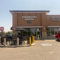 Entrance to building & exit of drive through pickup.