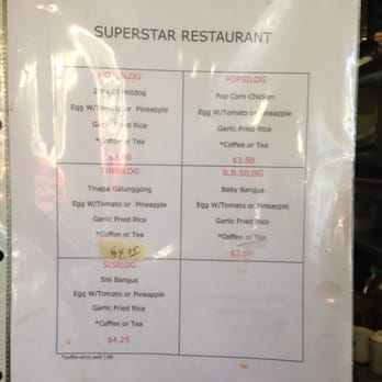 Superstar Restaurant - Silog menu! - Filipino Near Me - San Francisco, California Superstar Restaurant - Silog menu! - Filipino Near Me - San Francisco, California