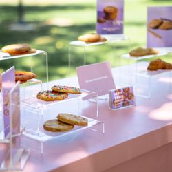 Our Cookie Bar display. We greet guests, share flavor details, and protect cookies from the heat so each guest has the perfect cookie.