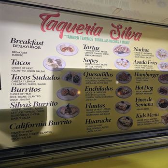 Taqueria Silva - a menu on a food truck - Food Trucks Near Me - Nipomo, California
