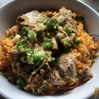 Saucy Porka - PuertoChicken Puerto Rican Rice Bowl with chicken - Asian Fusion Near Me - Chicago, Illinois