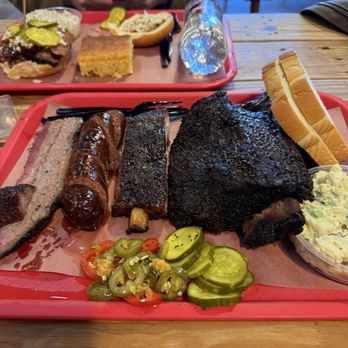 Cattleack Barbeque - Beef rib, pork rib, brisket, jalapeño sausage, potato casserole. - Barbeque Near Me - Dallas, Texas