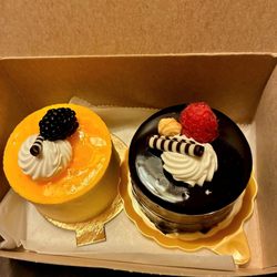F Monteleone Bakery & Cafe - Mango Mousse and Chocolate Raspberry Mousse. So good.