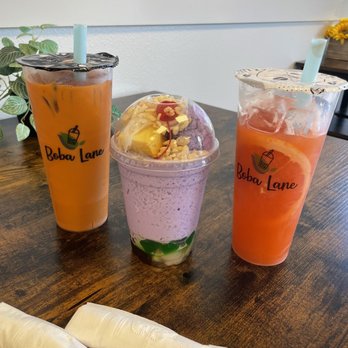 Boba Lane - Thai tea, four seasons, and of course the halo halo with the taro milk in the middle - Bubble Tea Near Me - Rocklin, California