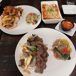 Beef bulgogi, pork bulgogi, tuckboki