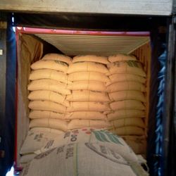 Theta Ridge Coffee - Direct Trade Brazil Santos container ready to unload