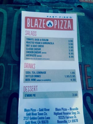 Menu photo 6 Blaze Pizza Gold River, CA